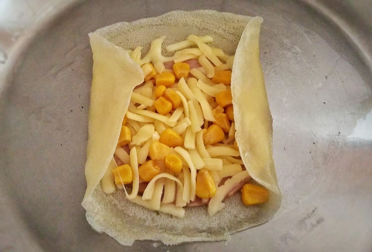 チーズとろり「ハムコーンブリトー」のレシピ。軽食やおやつにも！