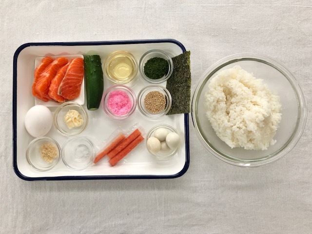 ひな祭りにぴったり！ひし餅風「アトランティックサーモン」の押し寿司レシピ_材料