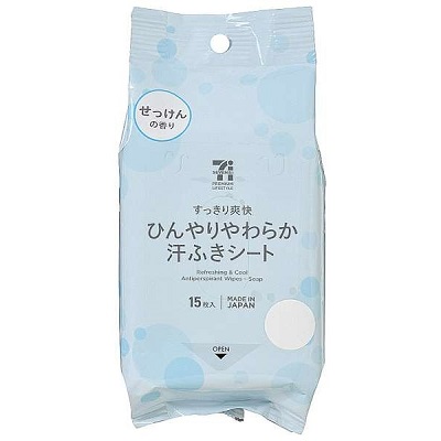ひんやりやわらか汗ふきシート せっけんの香り 15枚入