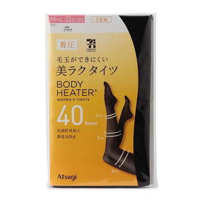 ボディヒーター　美ラクタイツ　着圧４０デニール　２足組