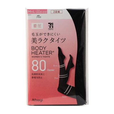 ボディヒーター　美ラクタイツ　着圧８０デニール　２足組