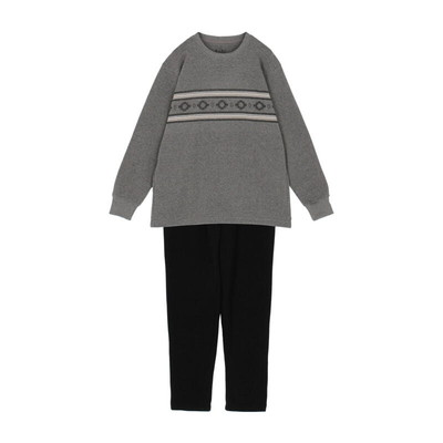 紳士　ボディヒーター　裏起毛オルテガ柄プリントルームセット