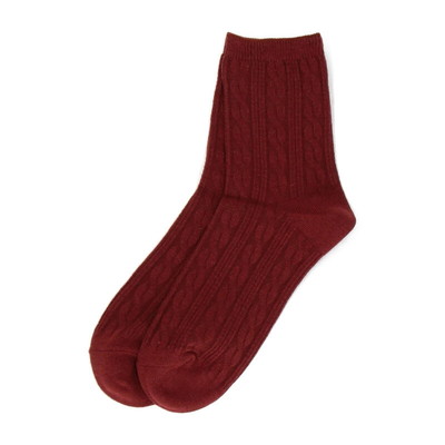 ボディヒーター　ケーブル編みクルー丈ソックス