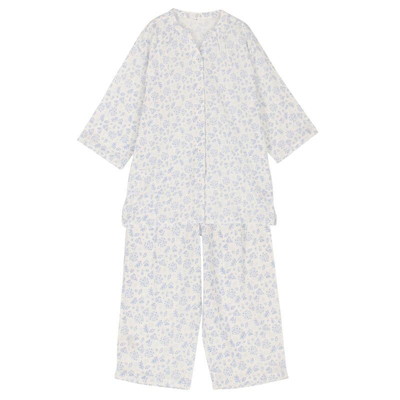 ボディクーラー　婦人　楊柳花柄　７分袖シャツパジャマ
