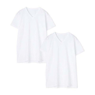 紳士　着圧分散設計　綿１００％　半袖Ｖ首シャツ　２枚組