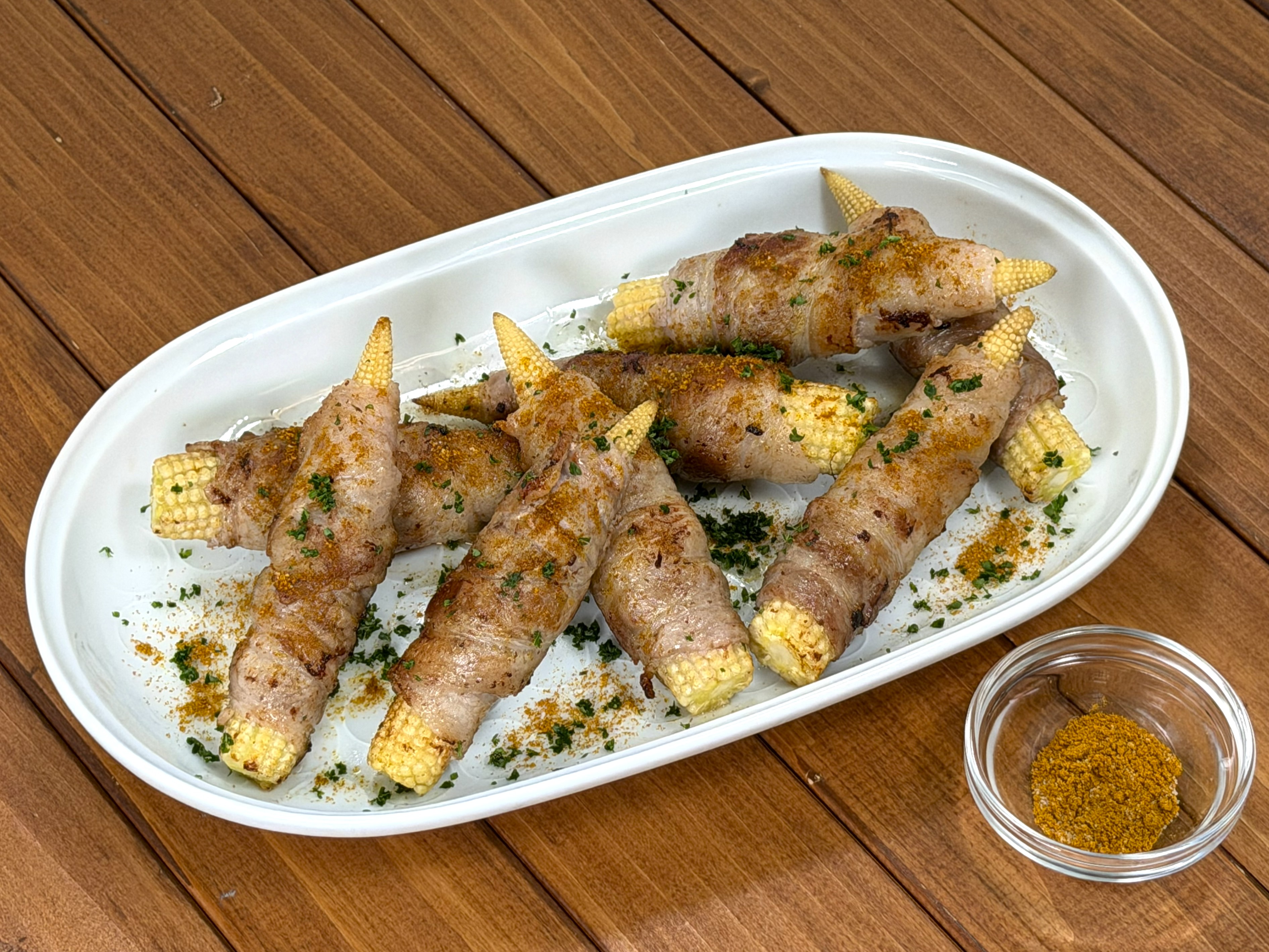 ベビーコーンの豚巻き カレー塩がけ